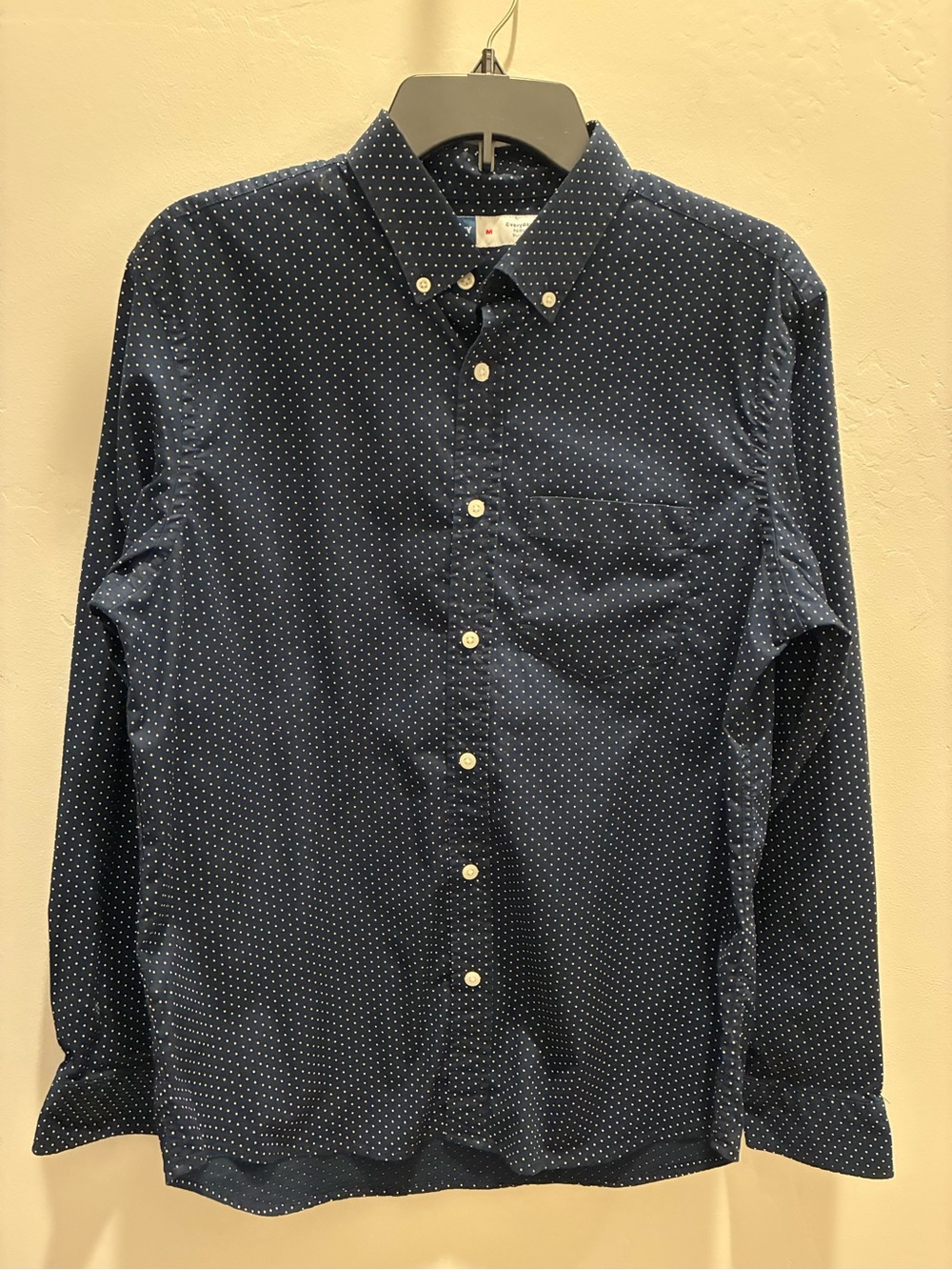 Old Navy Navy Blue Polka Dot Button-Down Shirt